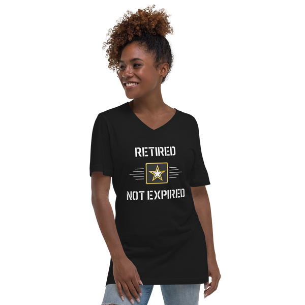 Retired - Not Expired - Army Military V-Neck T-Shirt - Black