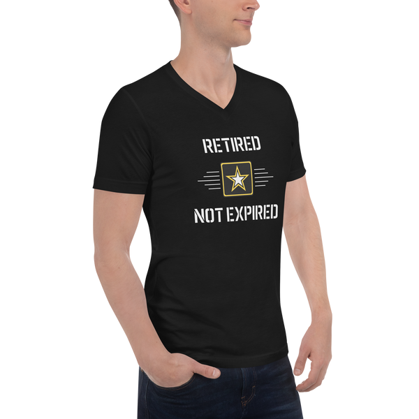 Retired - Not Expired - Army Military V-Neck T-Shirt - Black